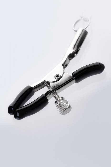 Серебристо-чёрные зажимы для сосков с кольцом для пениса TOYFA Metal - ToyFa - купить с доставкой в Волжском